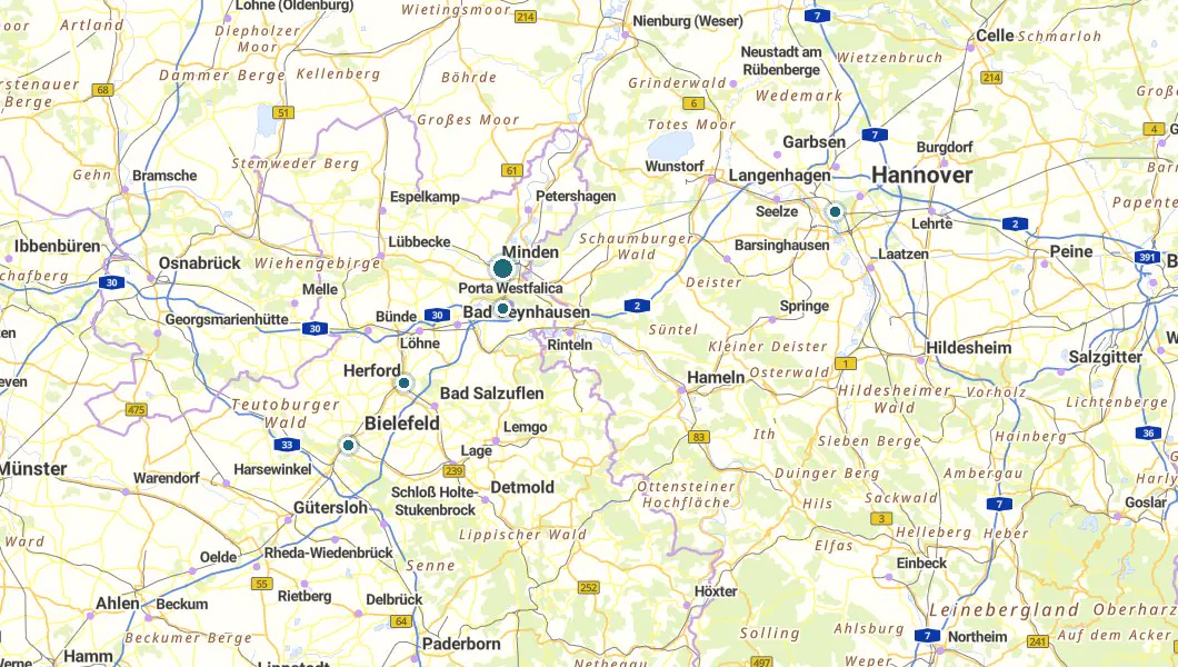 Einzugsgebiet — Minden, OWL und Hannover